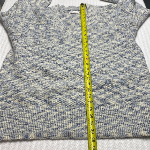 LC Lauren Conrad Sweater V-Neck Tunic Blue and Cream Knit Oversized Size Medium - Picture 10 of 10